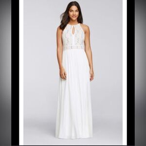 White Lace Halter Prom Dress - Elegant Floor-Length Gown